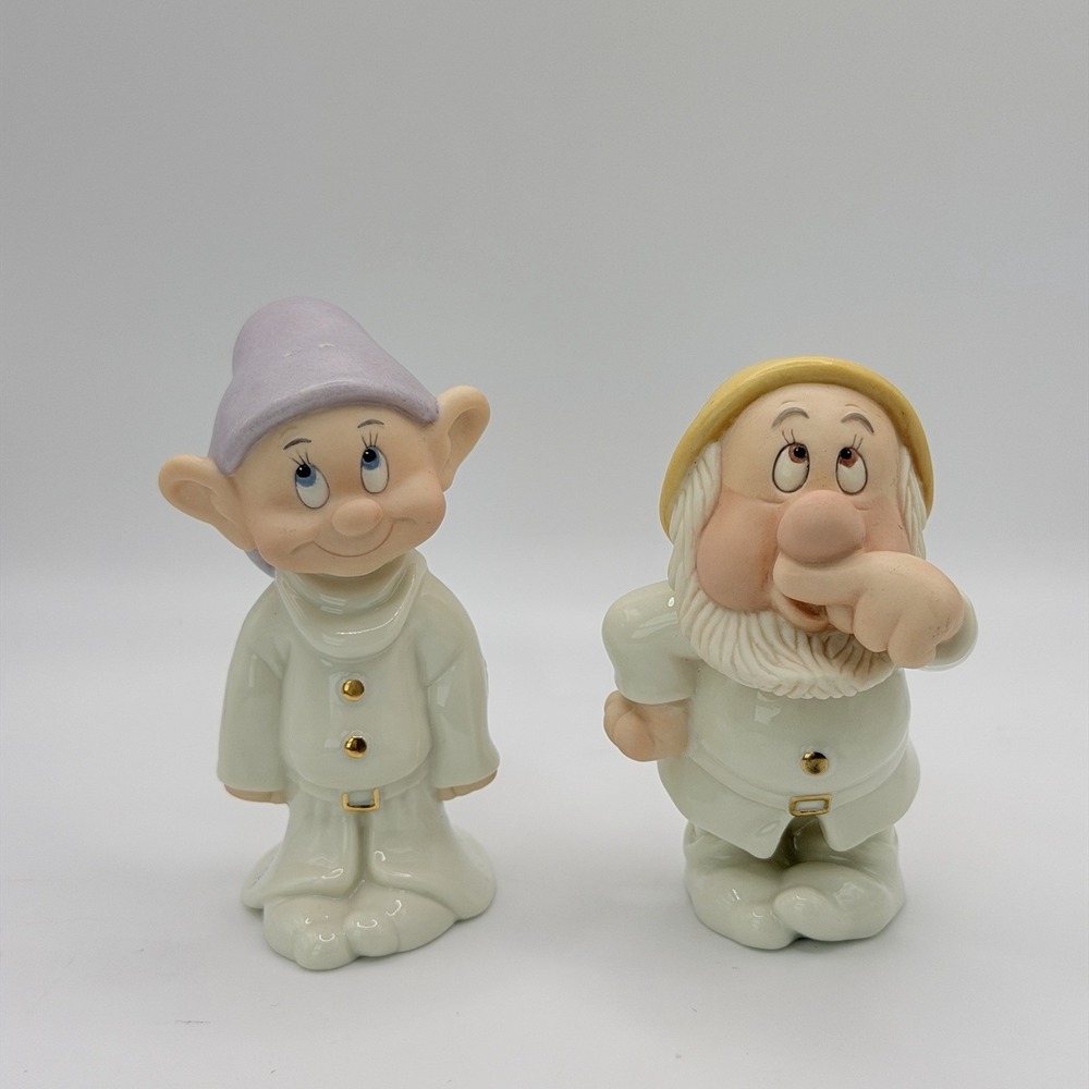 Disney Lenox Sneezy & Dopey Seven Dwarfs Salt & Pepper Shakers Collectible